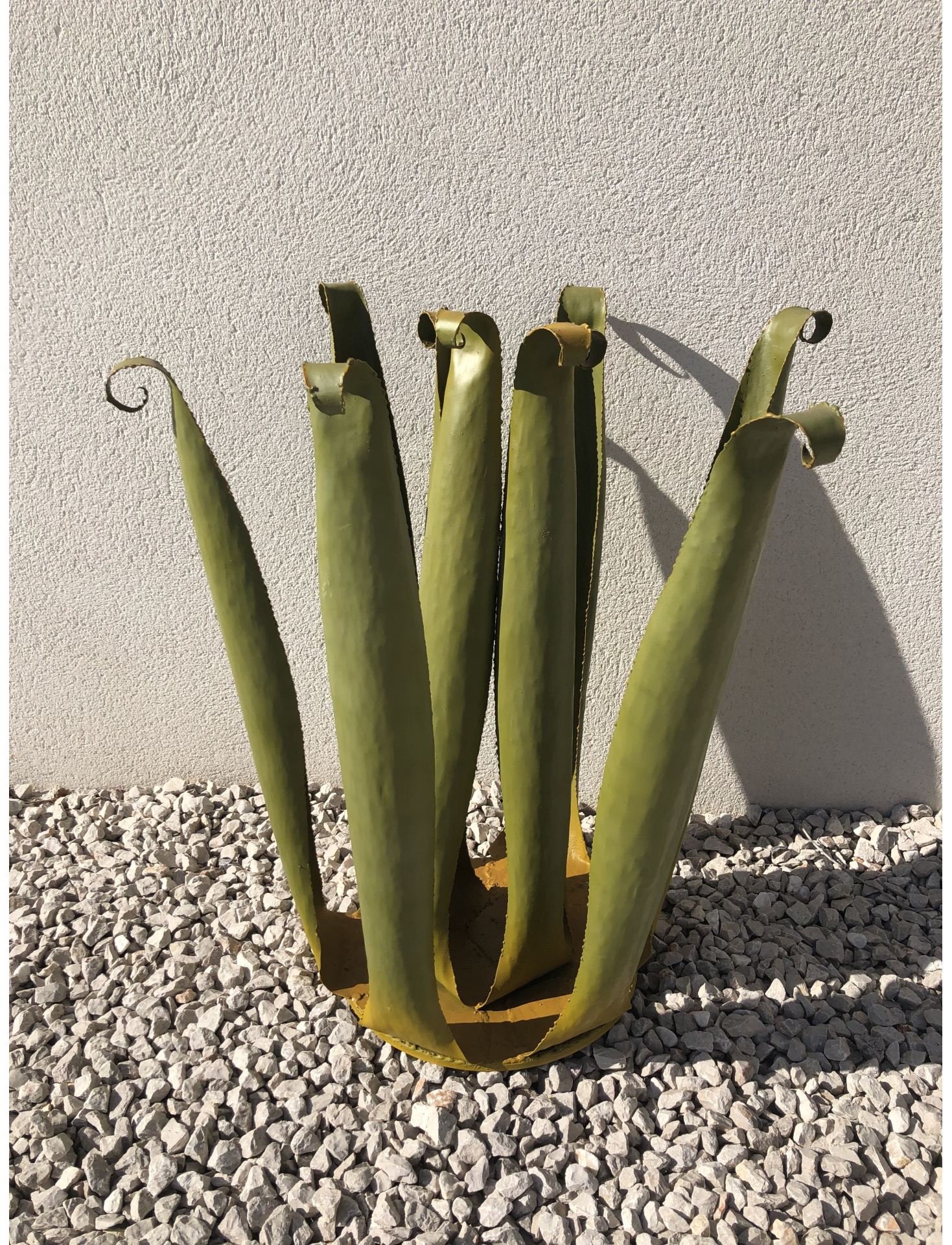 Sculpture cactus déco vert naturel 4 branches, métal: acier